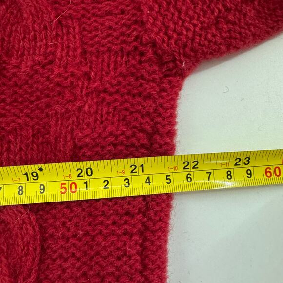 Vintage Woolrich sweater Womens Medium Red Wool Handknit Nordic Retro Fair Isle - Picture 5 of 7